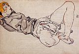 Reclining Woman with Blond Hair by Egon Schiele